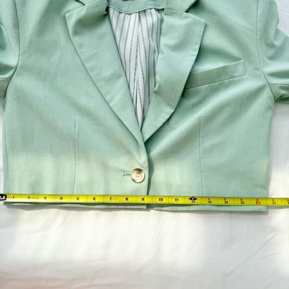 Bershka Blazer Sage Green Classy Cropped Size Small - Picture 8 of 16